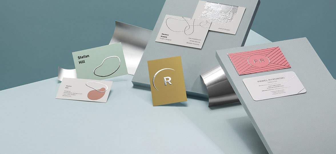 Collection of silver foil Business Cards