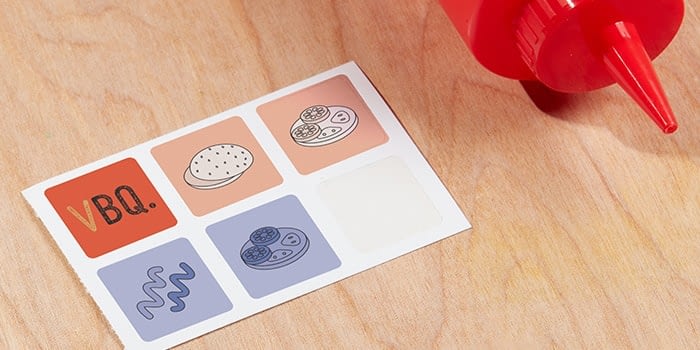 Small square stickers with barbecue food designs