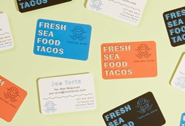 Business cards in various colors and designs