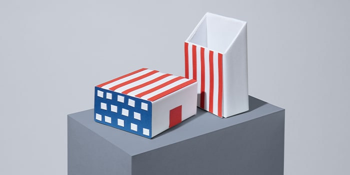 MOO white label packaging with the american flag
