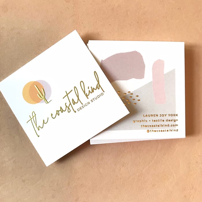 The Coastal Kind business cards with gold foil details