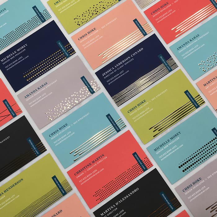 Business cards with unique colors and designs
