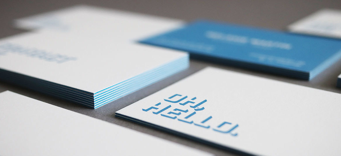 Luxe business cards with a blue edge by Melanie Martin