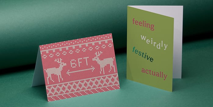 socially distancing reindeer holiday card