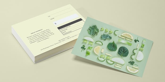 Postcard front and back with the Gifted customizable postcard template by MOO