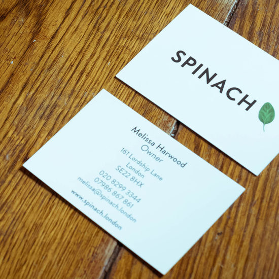 Spinach restaurant business cards