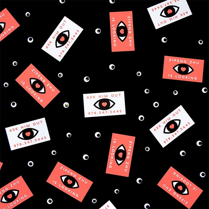 Zipeng Zhu coral business cards and eyes
