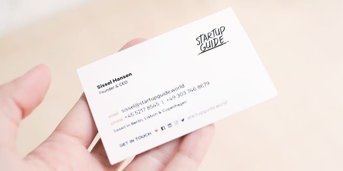 Startup guide CEO business card