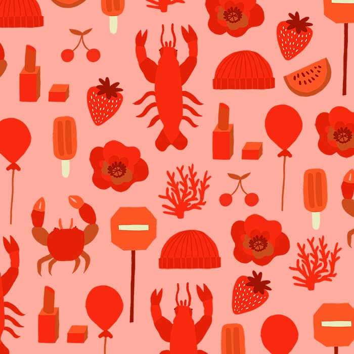 Red illustration pattern Melanie Johnsson