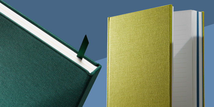 Green cloth cover notebooks by MOO
