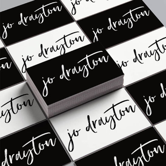 Jo Drayton black and white business cards