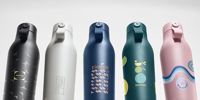 Colorful water bottles with custom designs