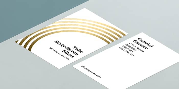 MOO Gold Foil Business Card template front and back with five golden rings
