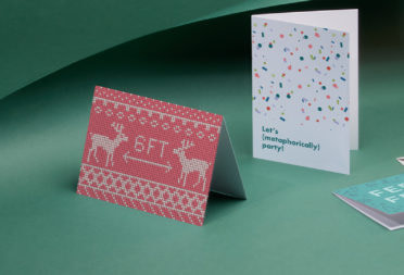 socially distancing reindeer Christmas cards for business