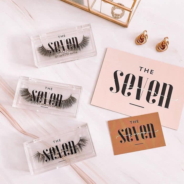 The Seven fake eyelashes, postcards and business cards with branding by Lucy's Logos
