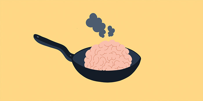 Illustration of a brain in a frying pan by artist Söber from soberlandart