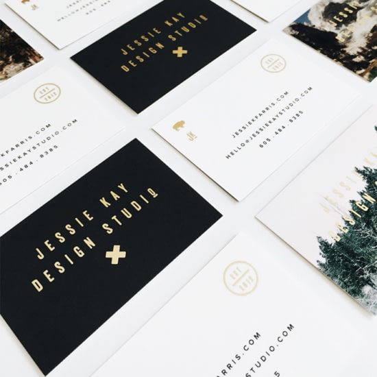image showing the front and back of the business cards made with Gold Foil