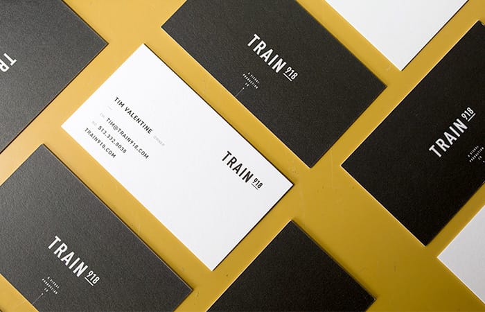 Train black and white business cards