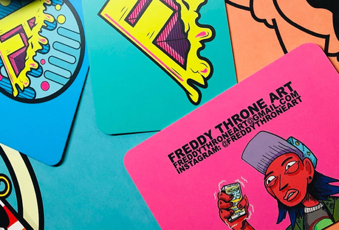 Freddy Throne pop art business cards