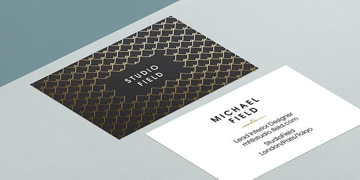 MOO Gold Foil Business Card template with a chain link pattern
