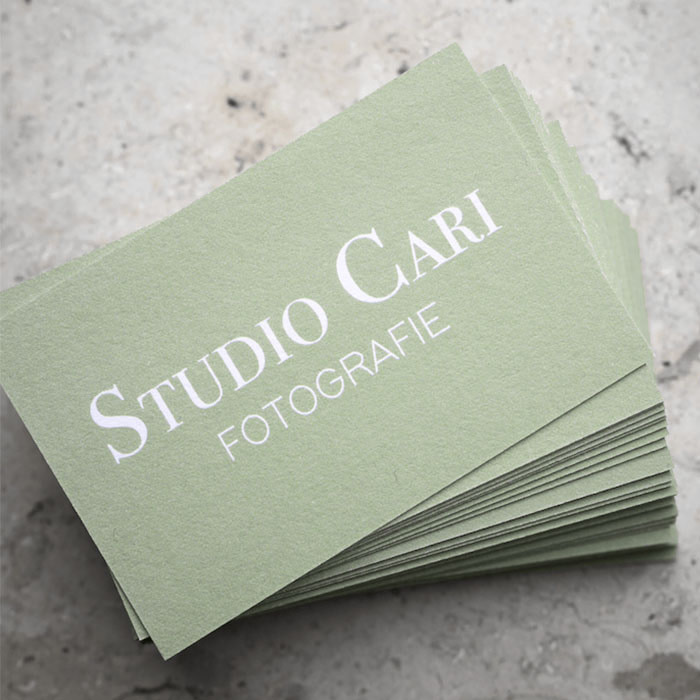Studio Cari business cards made of recycled cotton