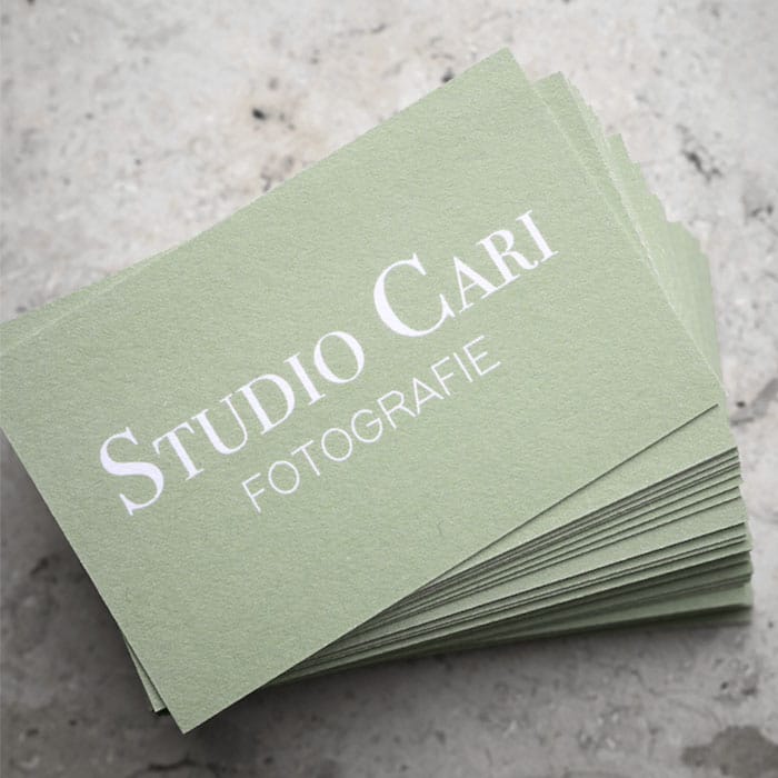 Studio Cari business cards made of recycled cotton