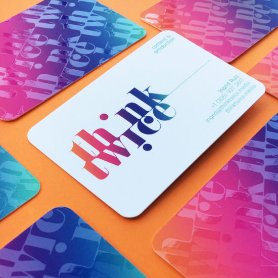 Think twice spot gloss business cards