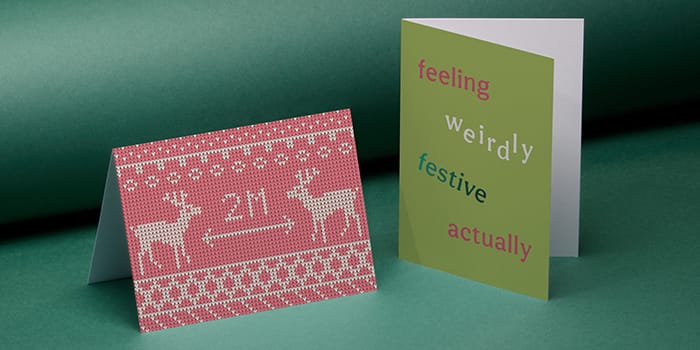 socially distancing reindeer Christmas card