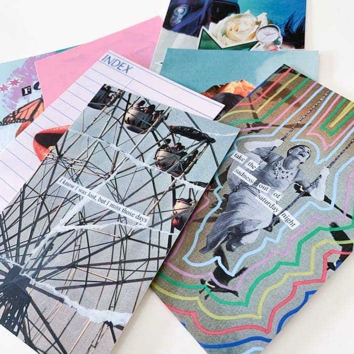 Set of Paper Puso postcards with collage art designs