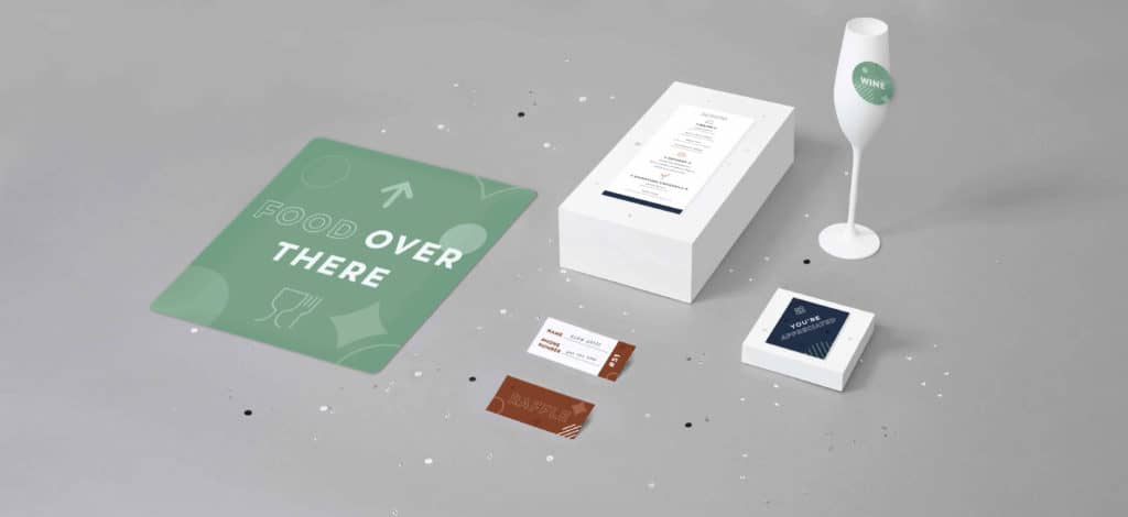 Products perfect for a party! With signs, minicard labels, and menus.