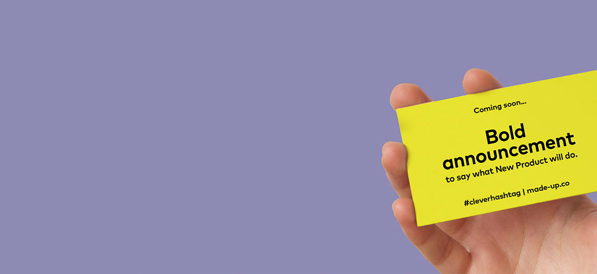 Product launch announcement on business card