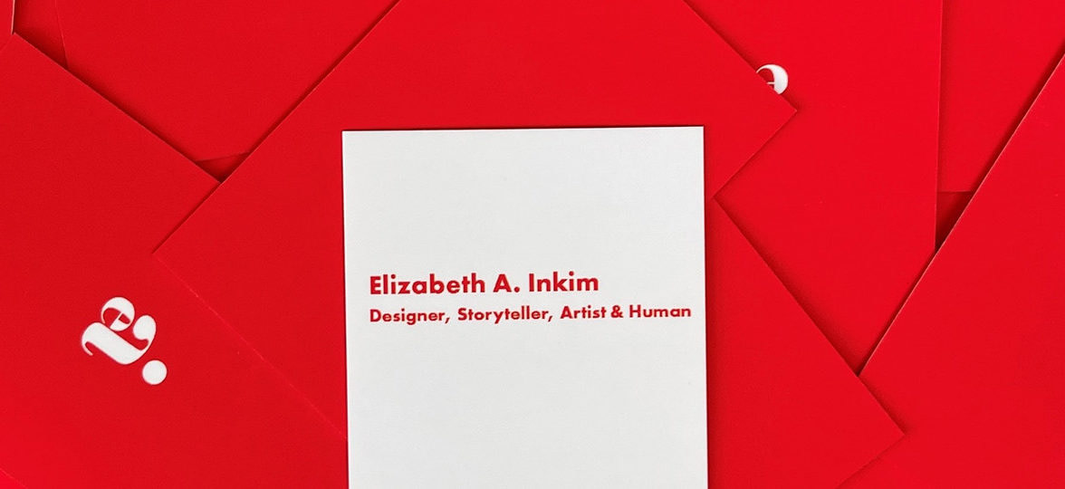 Elizabeth Inkim's red designer business cards