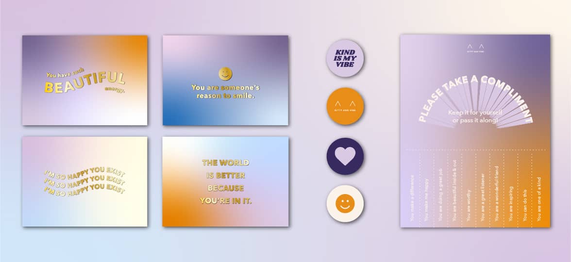 Postcards, stickers, and flyers that were made for this World Kindness Day campaign