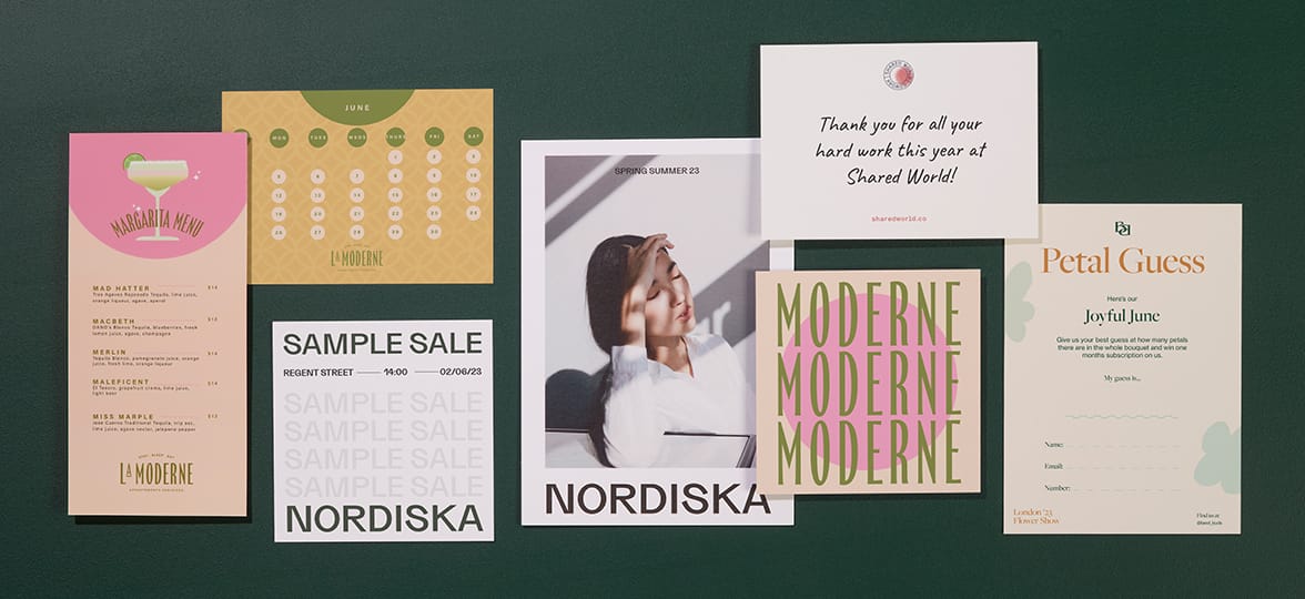Various Postcard designs for brands