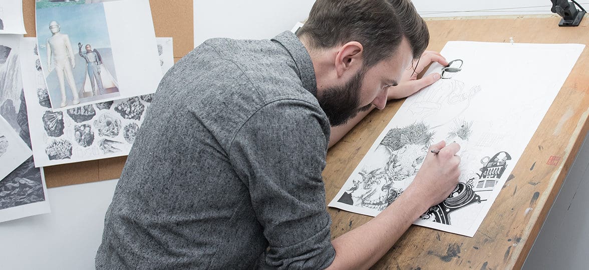 Matthew Frame at work in his studio