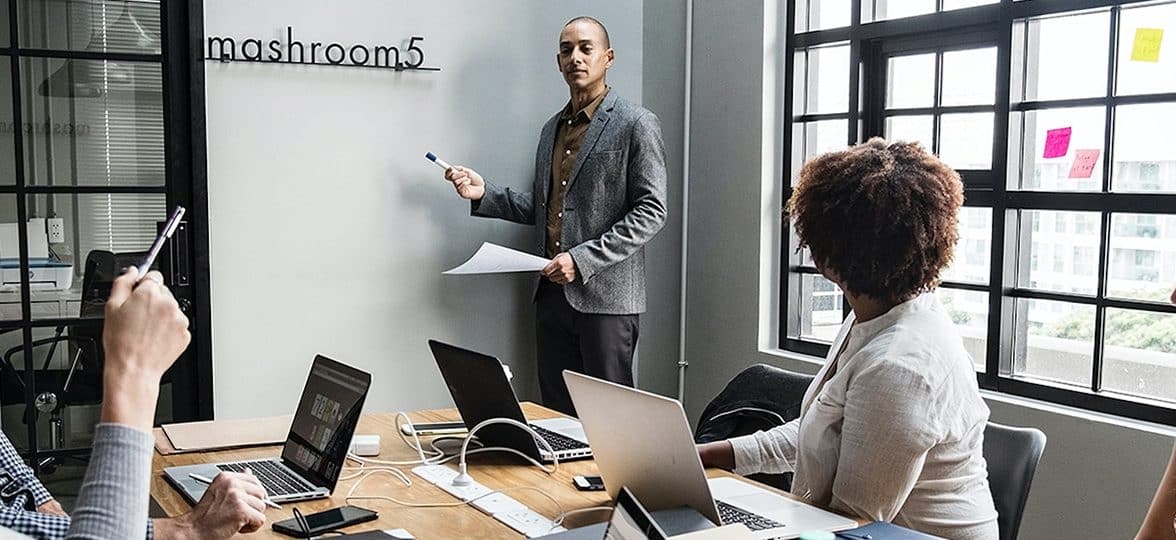 Man presenting in meeting