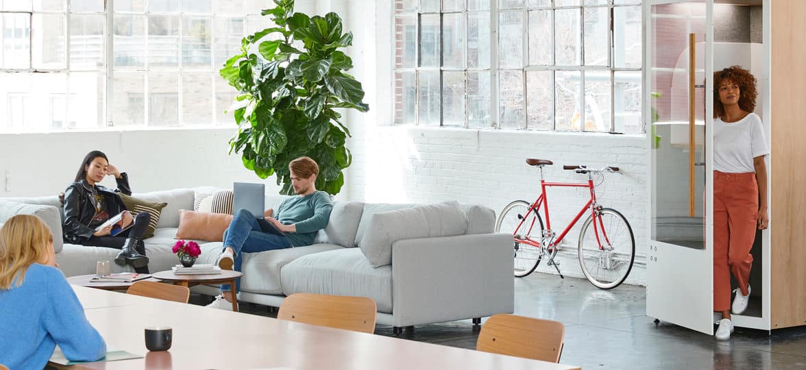 person working on laptop on the couch