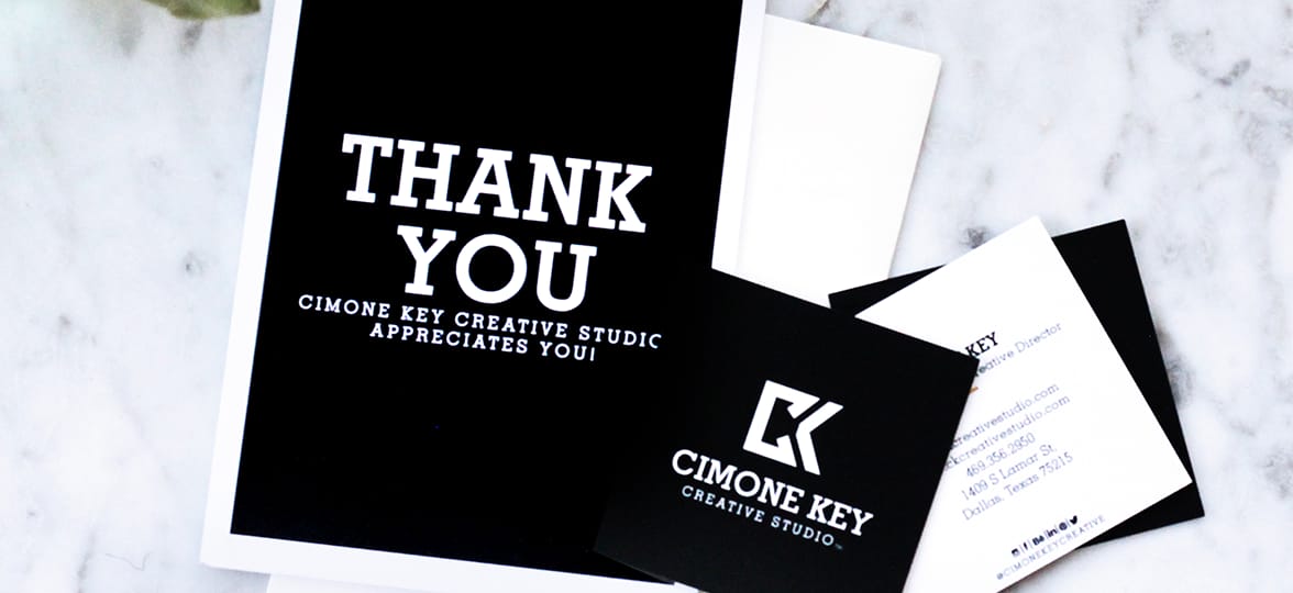 Cimone Key CK Creative Studio use of black and white color combination for business thank you card using MOO flyers