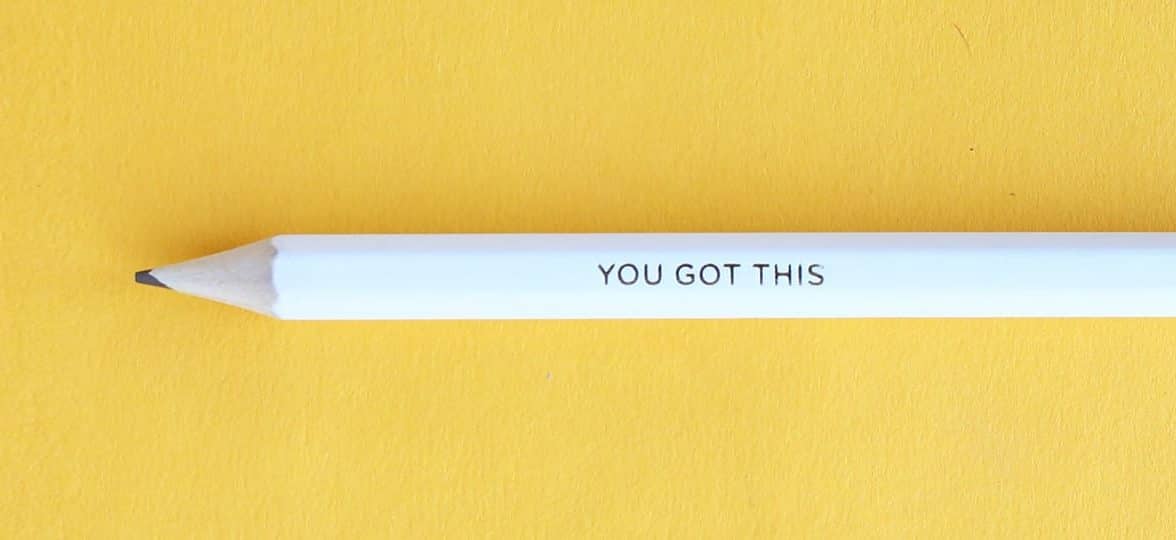 White pencil with You Got This marking on yellow background