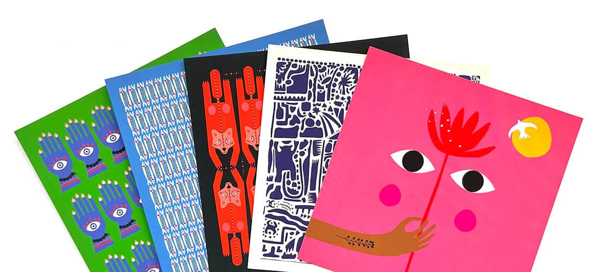 Set of colorful postcards by Ayca Kilicoglu from Mur by Ayca