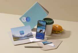Calm branded print materials including a Postcard and Sticker