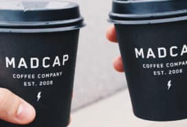 Madcap black disposable coffee cups