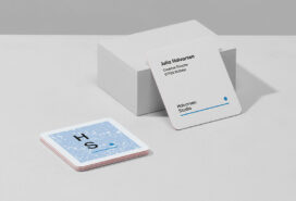 A corporate professional business card shown with a white backdrop