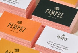 Fancy Business Cards with an orange Luxe seam.