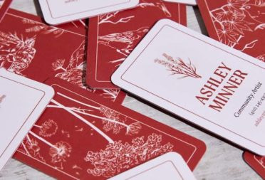 Ashley Minner premium business cards in red and white