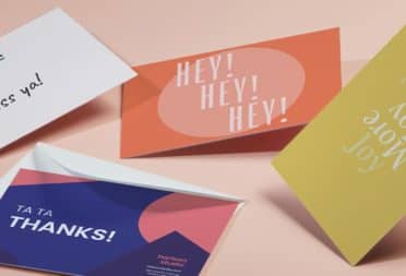 Custom note cards in various colors and designs