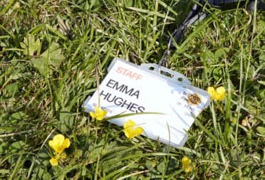 Lanyard on grass.