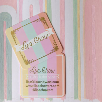 Lisa Ghow's gold business cards