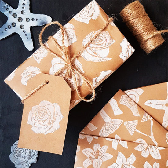 Chloe Rogers stamped gift wrapping paper and paper products