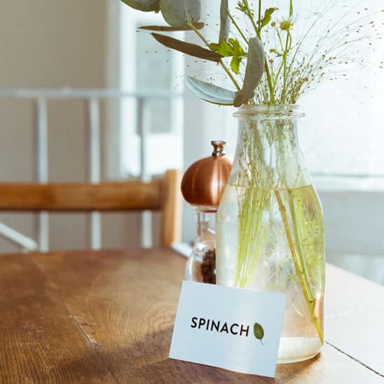 Spinach restaurant business card